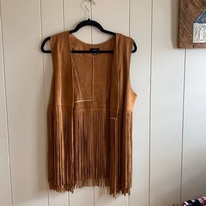 Fate brown fringe suede vest